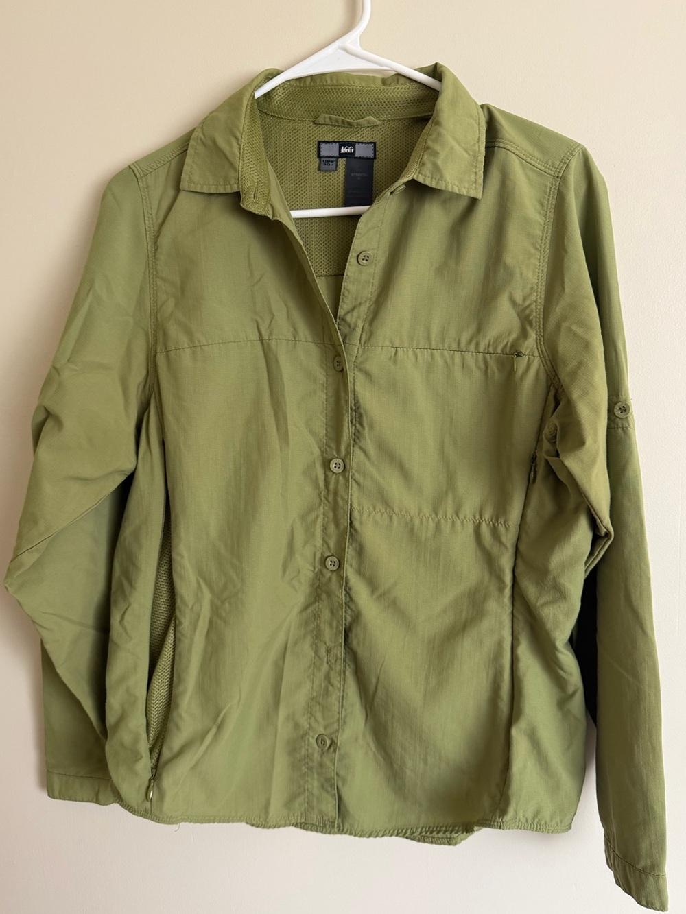 REI Lightweight Olive Green Womens  Button-Up Shirt